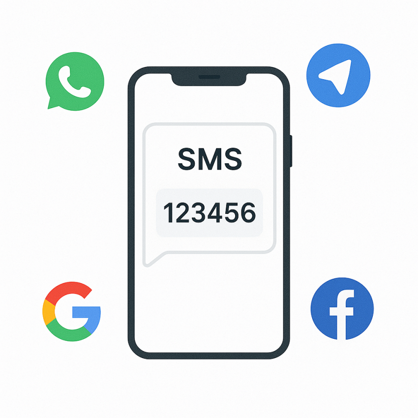 Phone screen showing receive sms online verification and OTP from SMSPVA