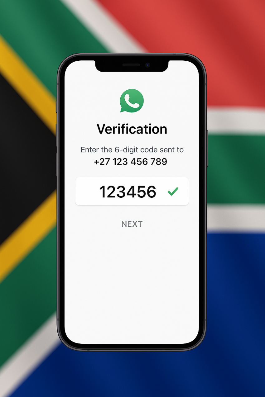 South Africa number for WhatsApp to receive OTP codes online.