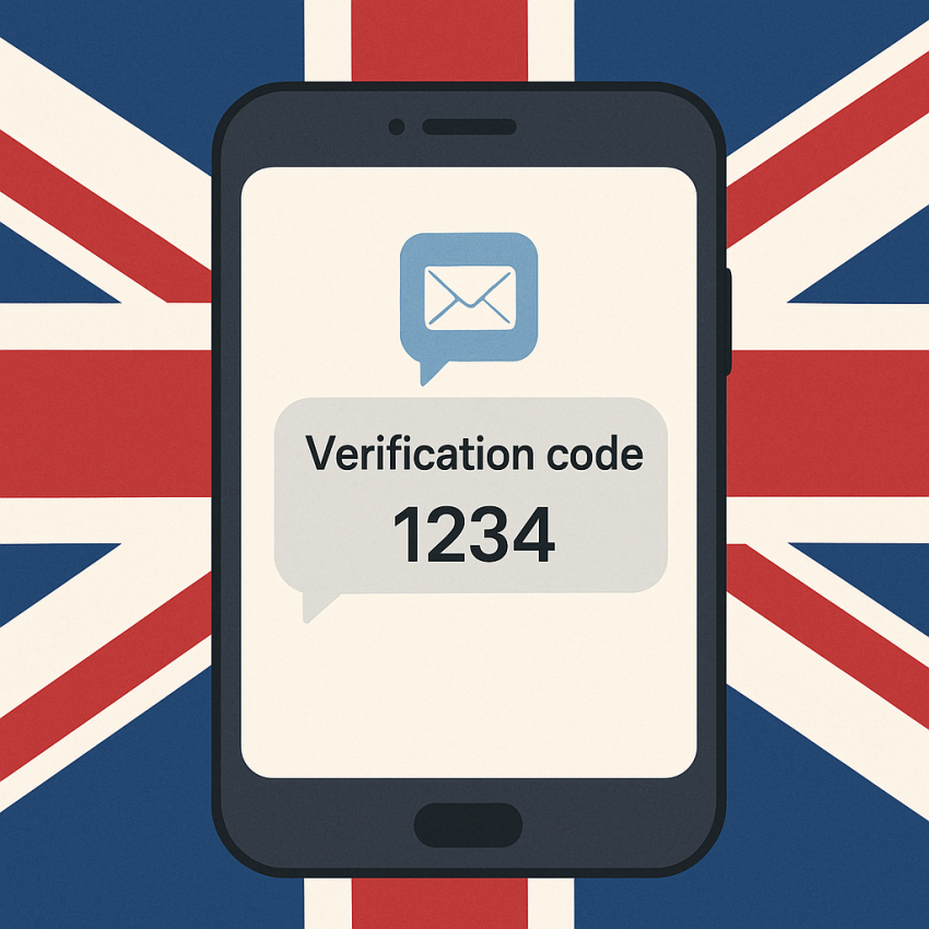 UK virtual number OTP verification on smartphone