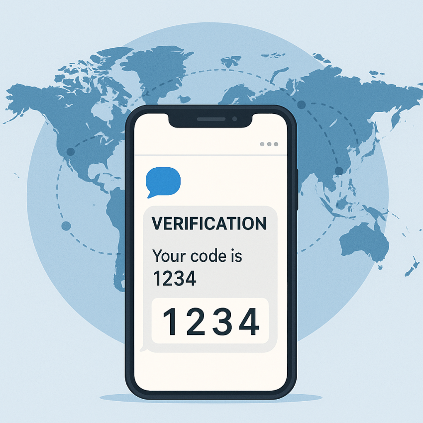 Phone receiving an OTP via SMS online with global context
