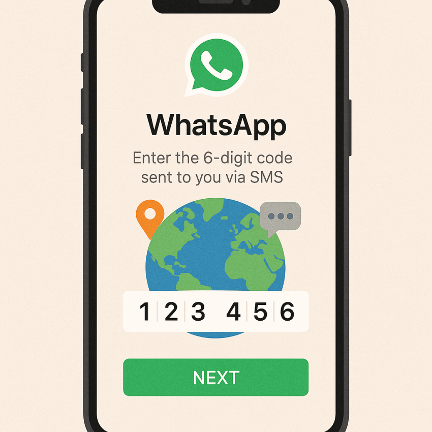 Smartphone showing an OTP SMS verification screen