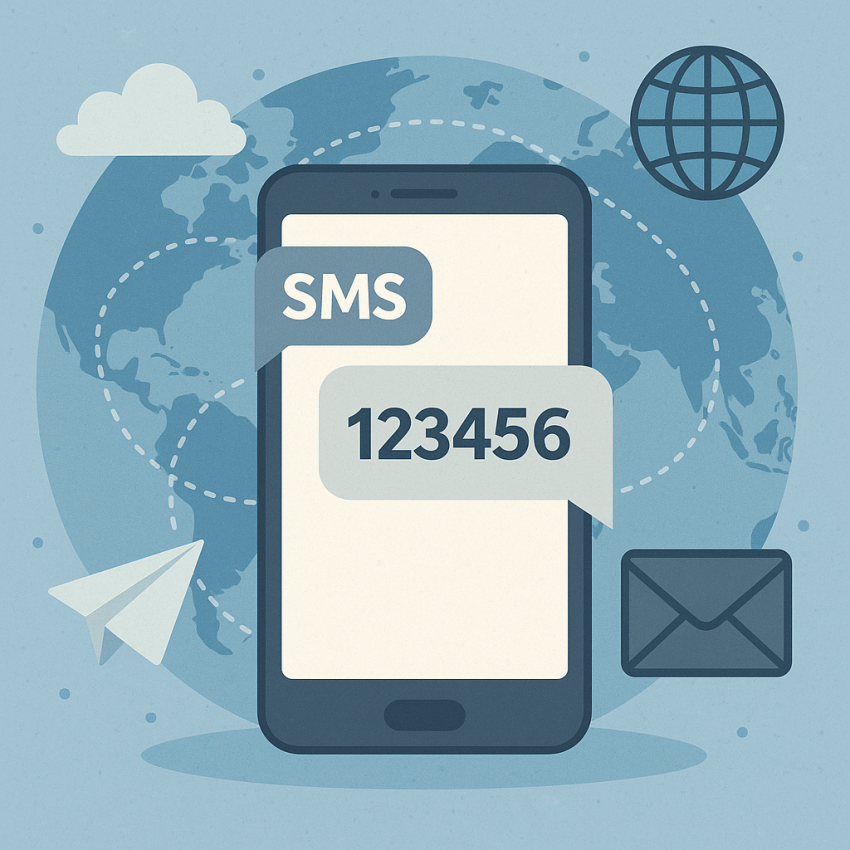 Phone receiving OTP SMS with global theme