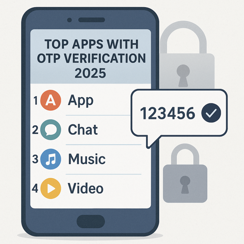 Smartphone screen showing OTP verification icons for multiple apps in 2025