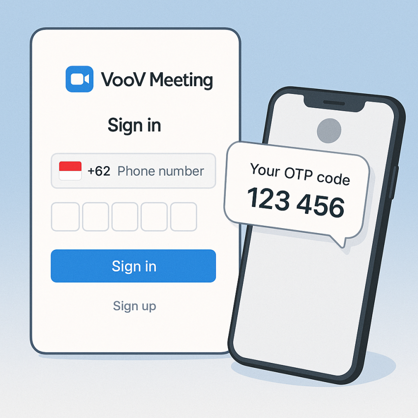 Voov Meeting ID verification in Indonesia with OTP on mobile