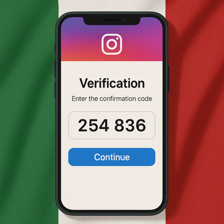 Alternative to 5sim for Instagram verification in Italy — Italian smartphone showing Instagram OTP