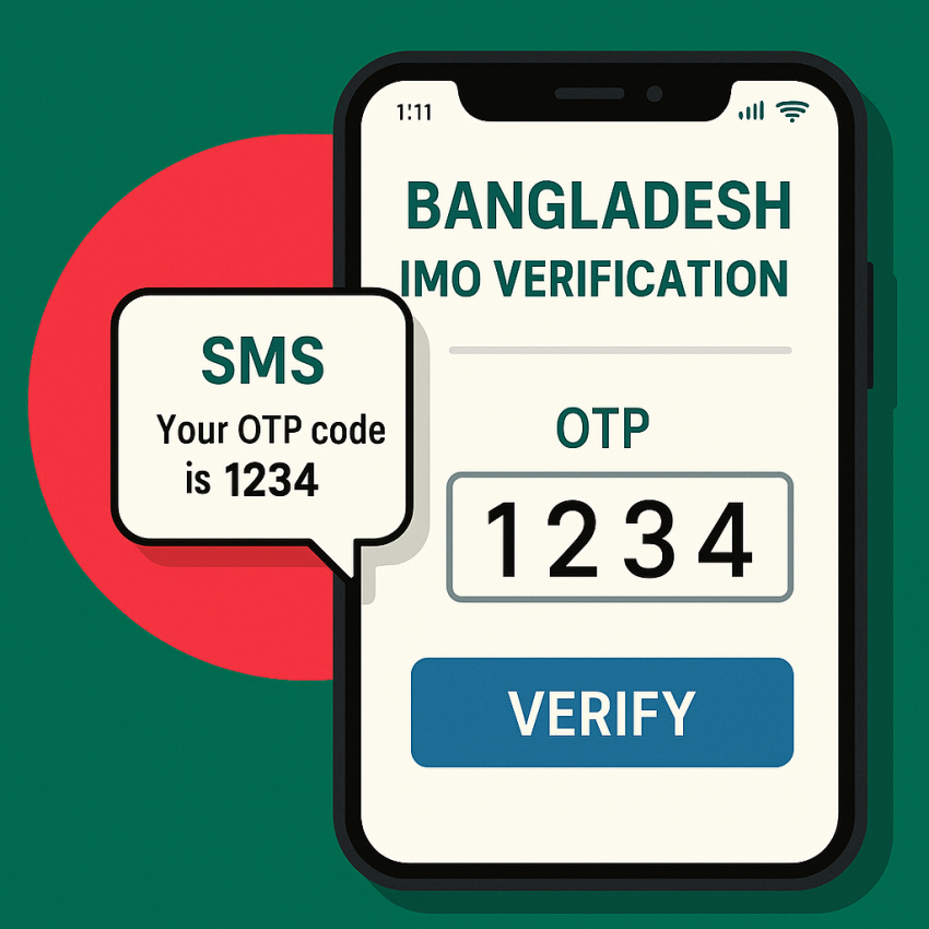 Phone showing IMO verification SMS with Bangladesh flag