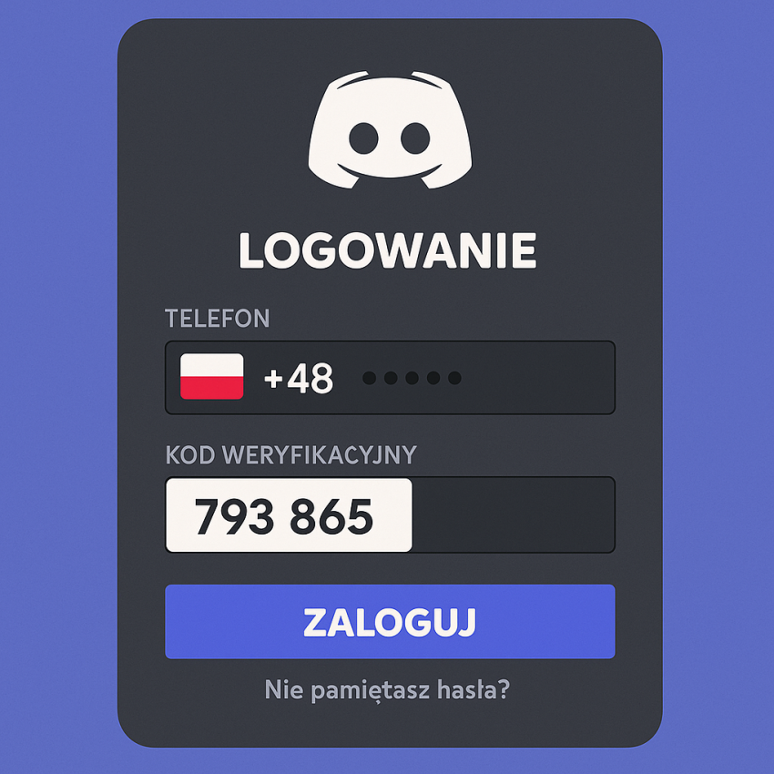 Discord verification with Polish numbers on a Polish service page