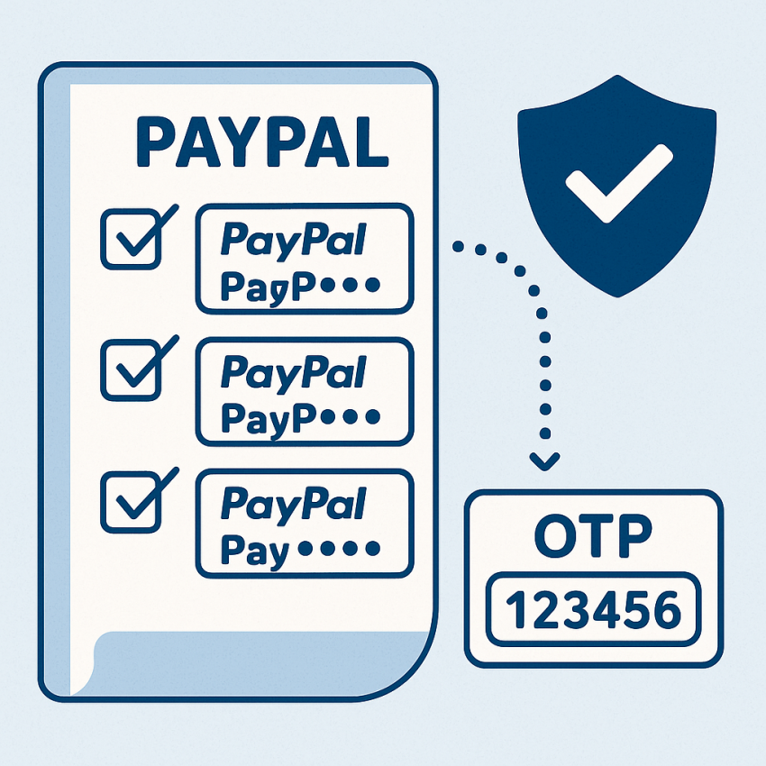 How to create multiple PayPal accounts safely guide with PayPal logos and OTP verification