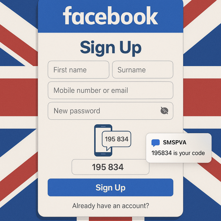 Facebook signup using a UK rented phone number for verification