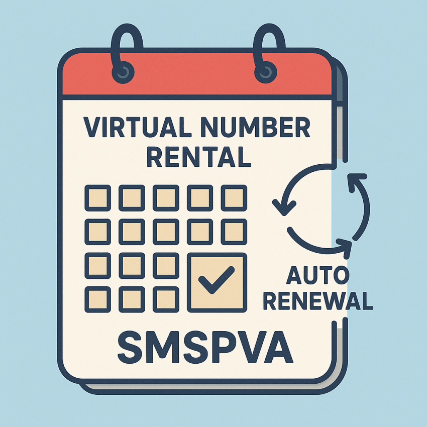 Calendar icon with a phone showing a virtual number and auto-renewal