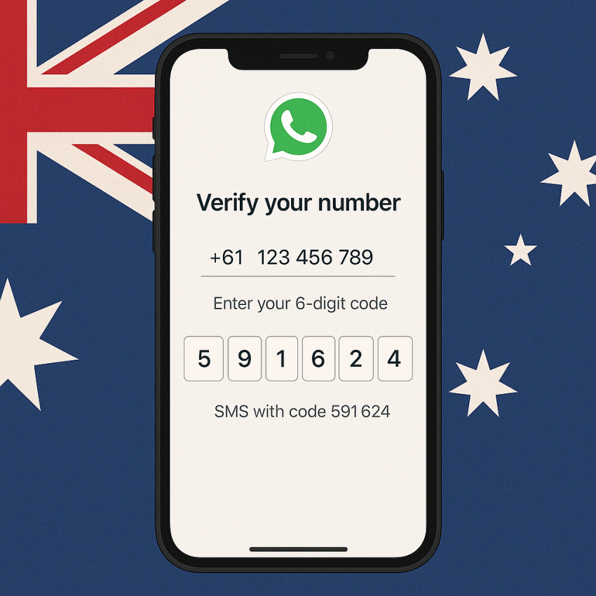 Phone screen showing an OTP SMS verification with a Portuguese context and flag imagery