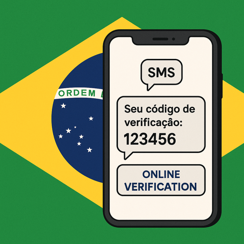 Phone showing a Brazil SMS OTP for online verification