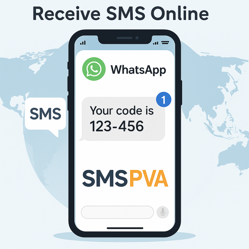 Phone screen showing received OTP SMS online via SMSPVA