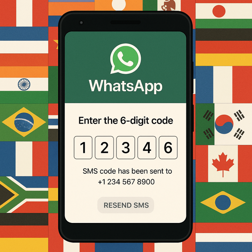 Phone screen showing OTP SMS for online verification globally