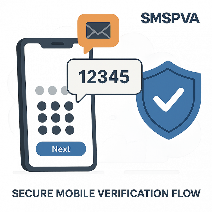 Secure mobile verification with SMSPVA shield representing privacy
