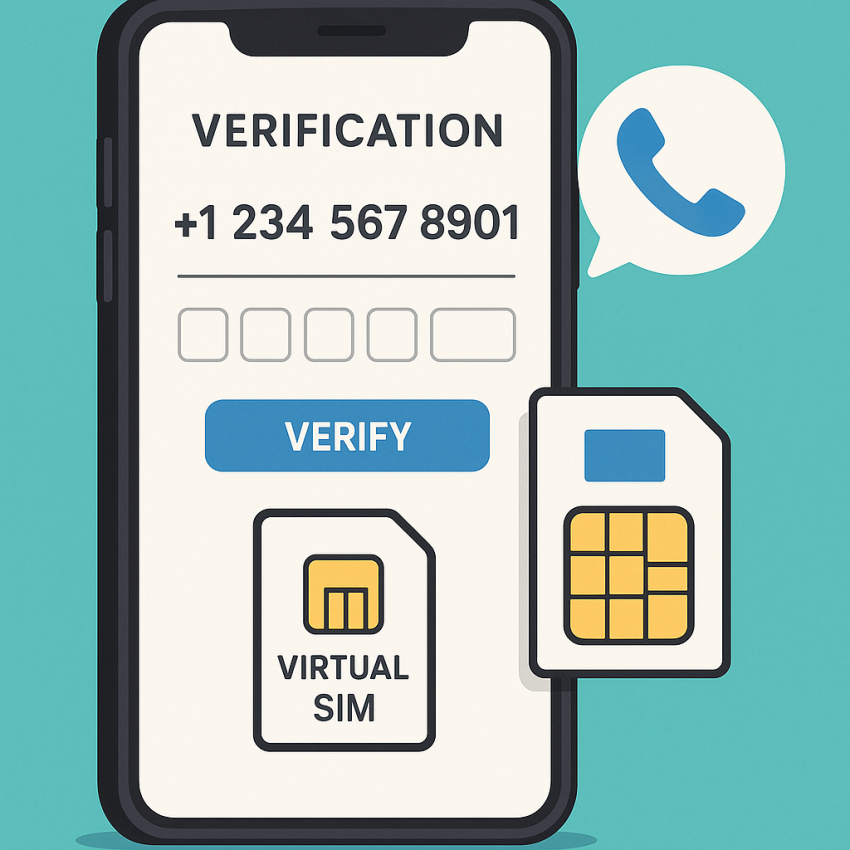 Phone showing temp number vs virtual SIM concept