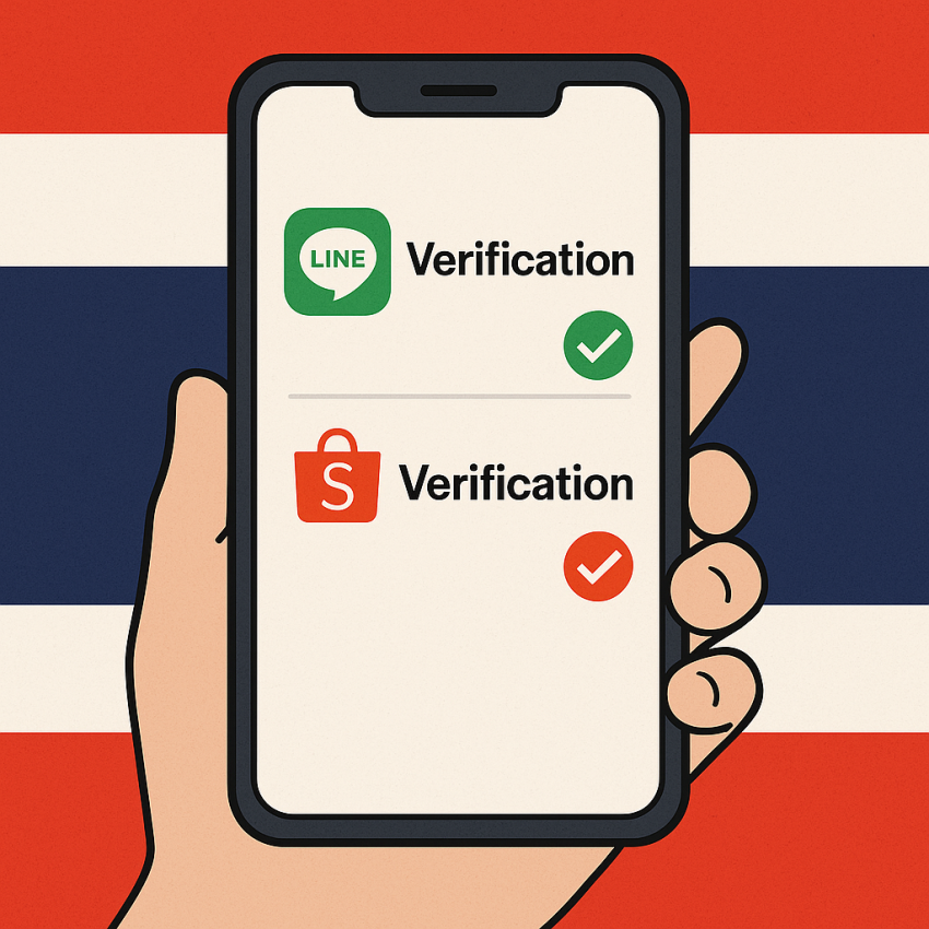 Thailand numbers for Line and Shopee verification: Thai verification on a smartphone