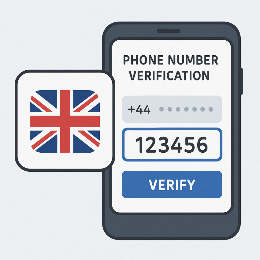 UK phone verification OTP on a mobile screen