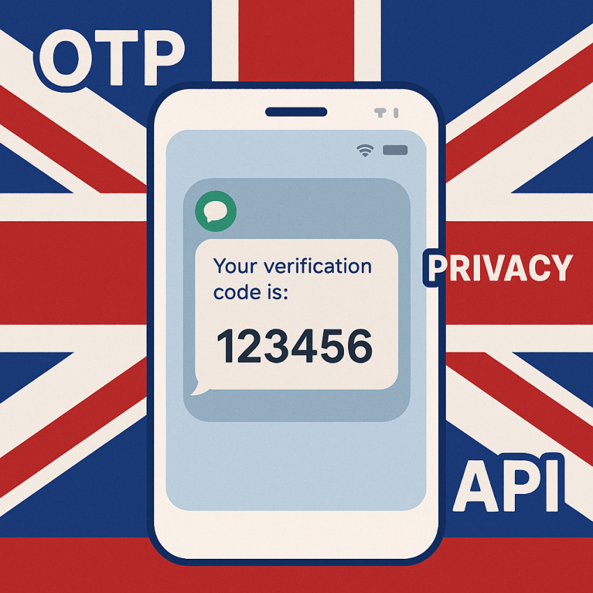UK virtual numbers vs free SMS verification illustration with UK flag