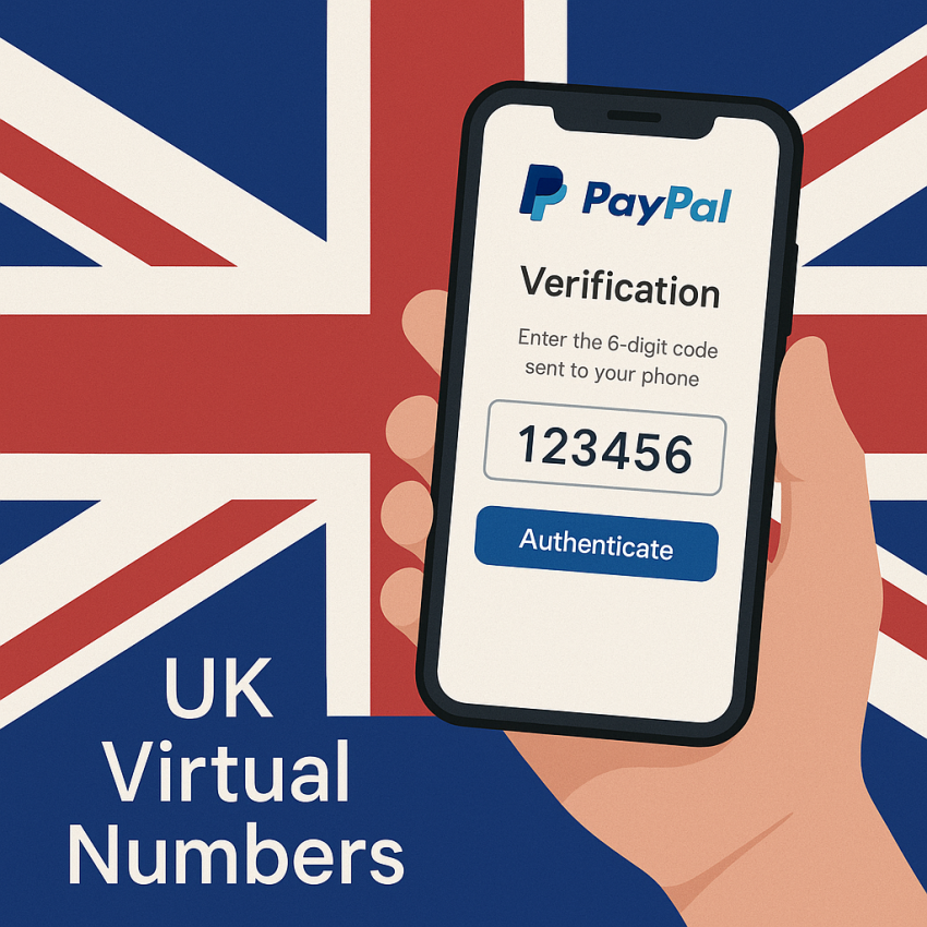 Smartphone screen showing PayPal verification OTP with UK flag background