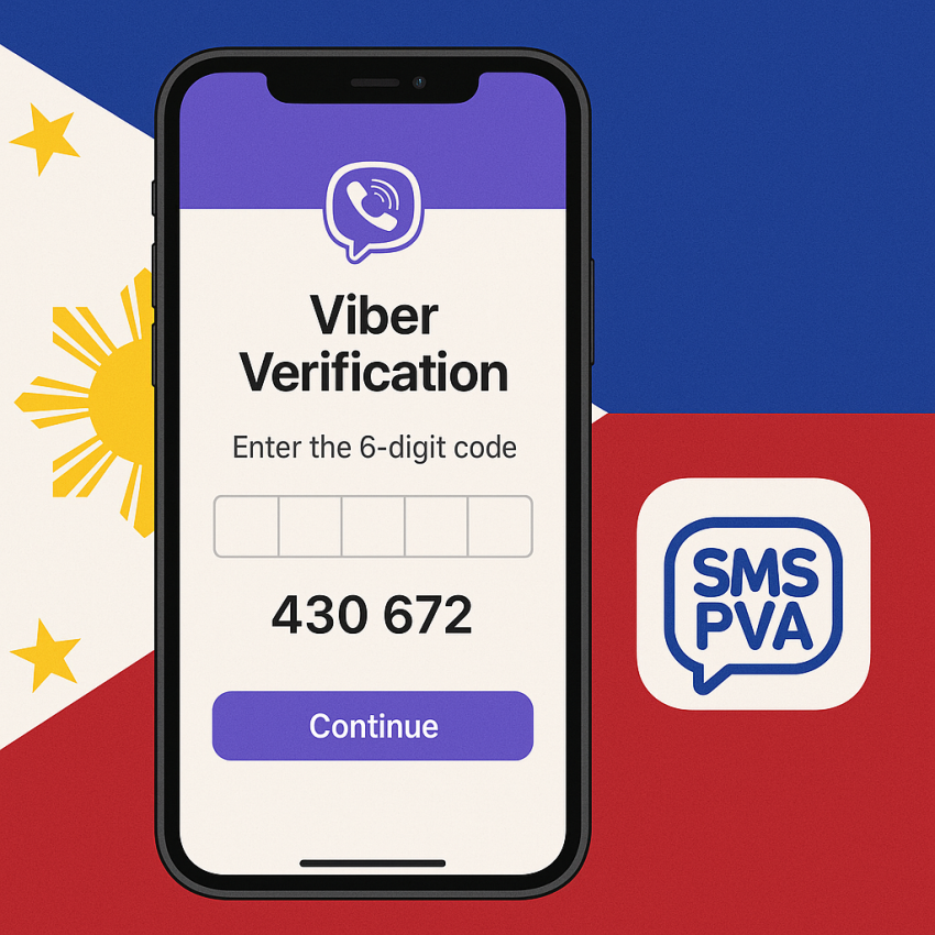 Phone screen showing Viber verification on Philippine context with SMSPVA