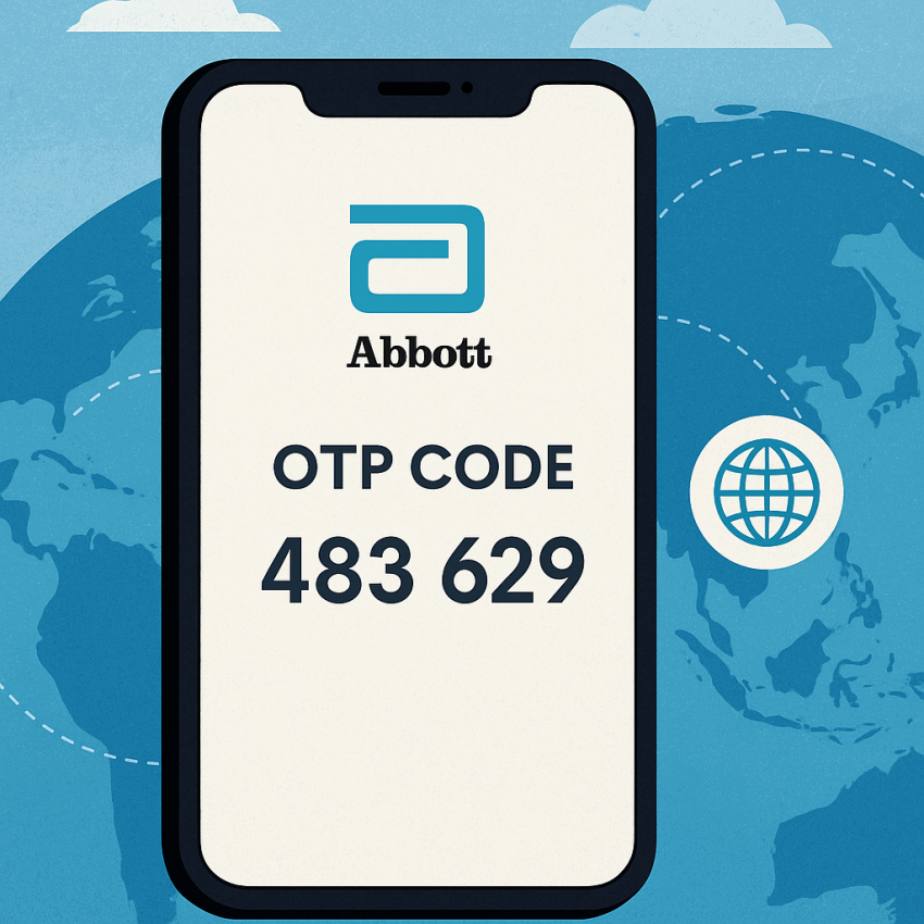 Abbott SMS verification on smartphone with OTP code