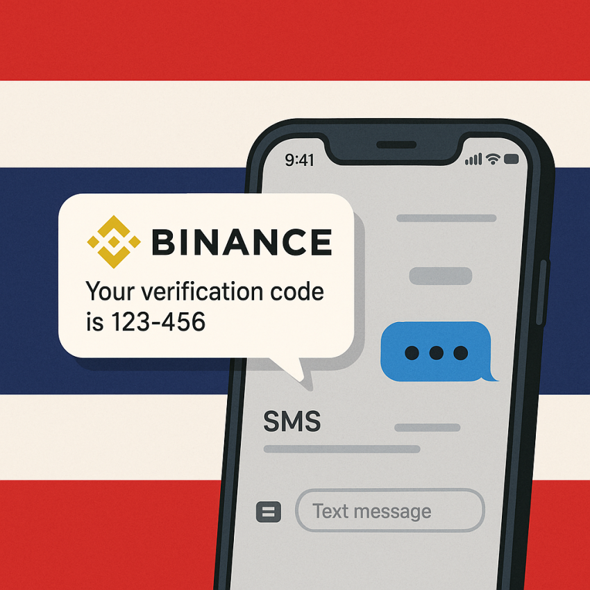 Thai Binance verification via SMS on a smartphone for Alternative to 5sim-net Binance verification in Thailand
