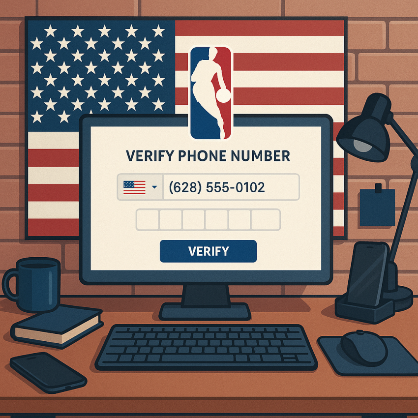 NBA-related developer accounts verification with temp numbers concept image