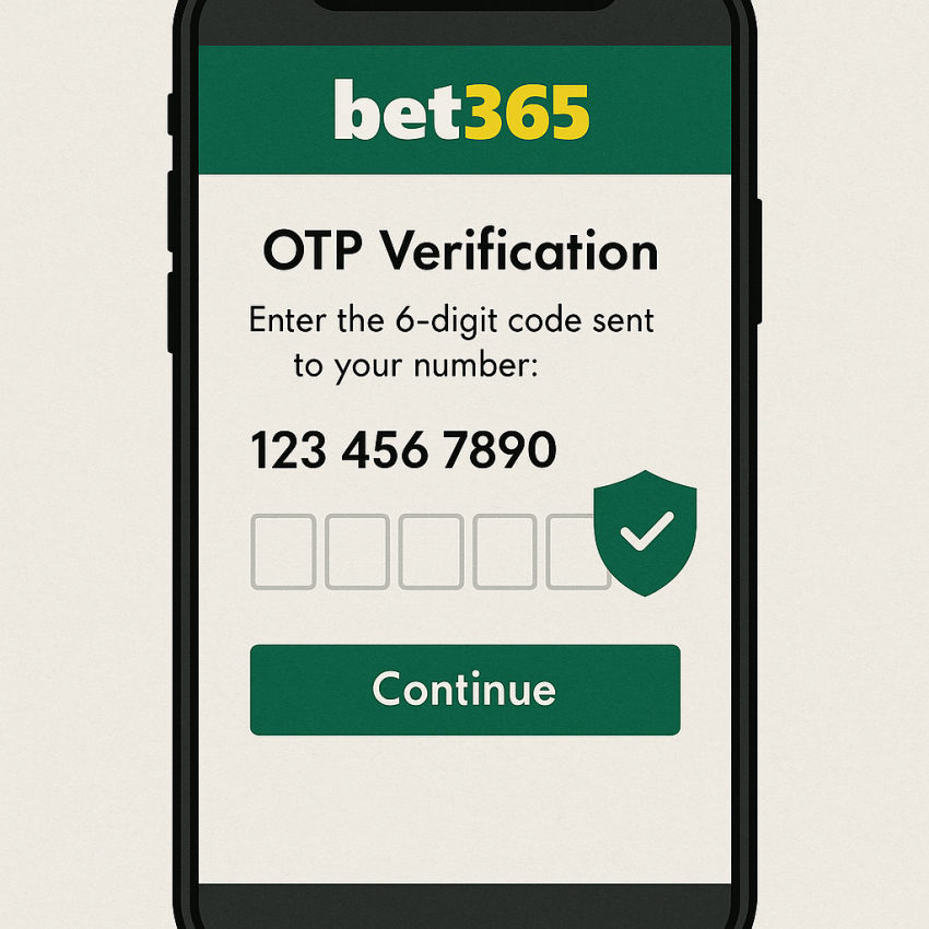 bet365 OTP verification on a smartphone with a temporary number