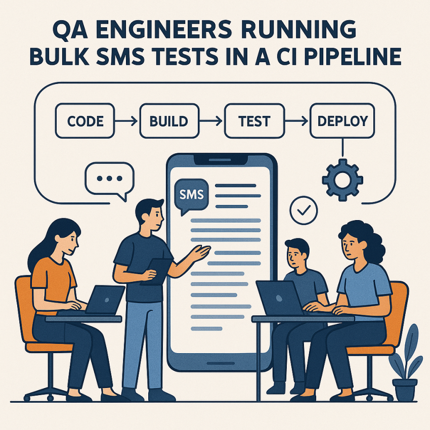 Bulk SMS testing for QA teams and CI pipelines illustration