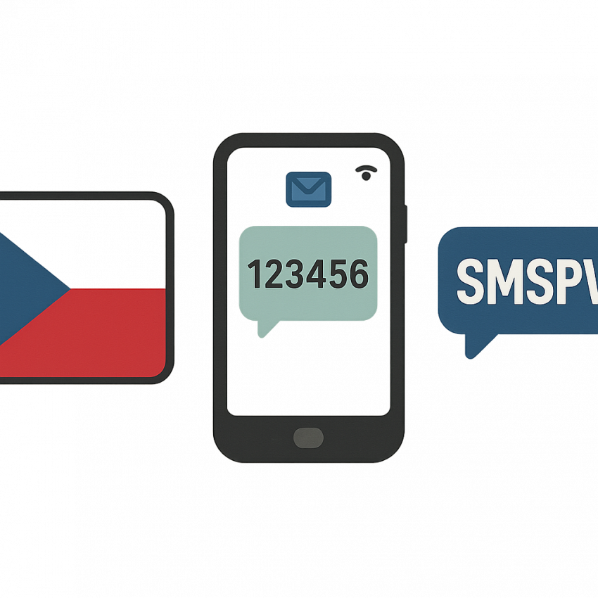 Czech flag next to a phone receiving an OTP for Czech email services