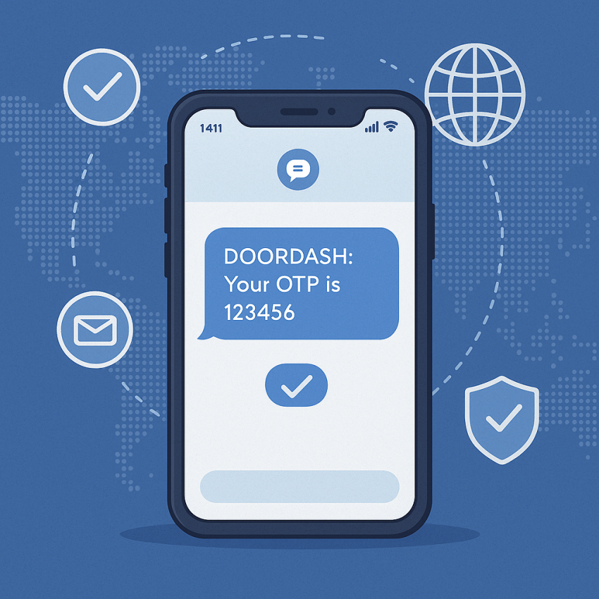 Doordash OTP SMS verification on phone for online verification