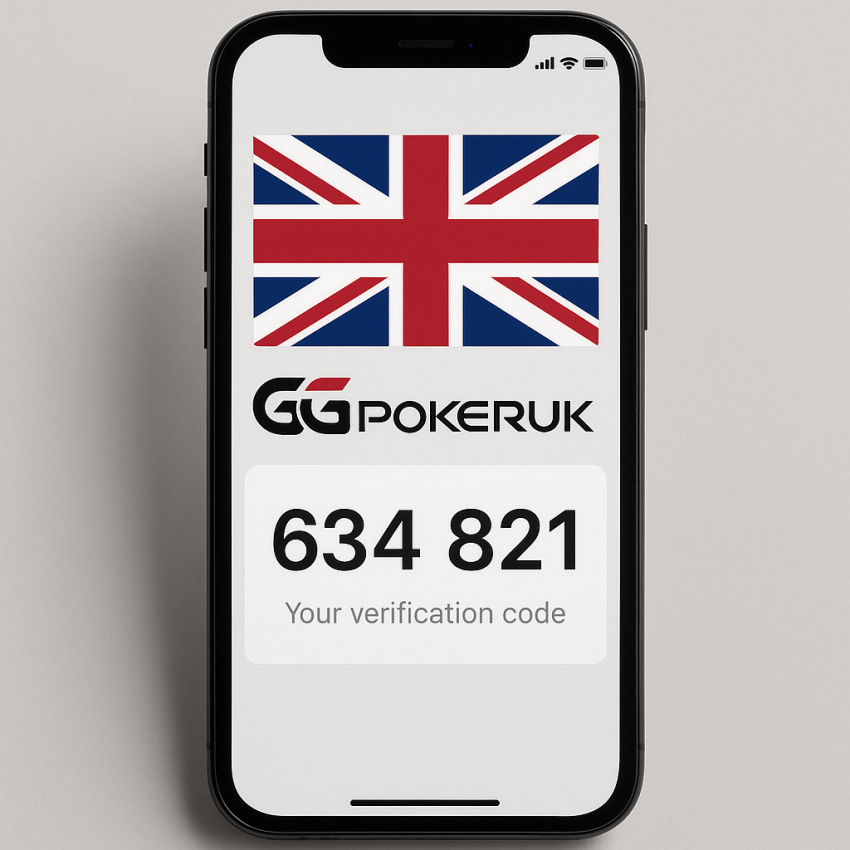 GGPokerUK OTP verification on phone with UK flag background
