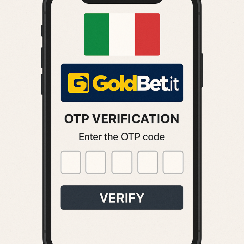goldbet.it OTP verification on a phone in Italy