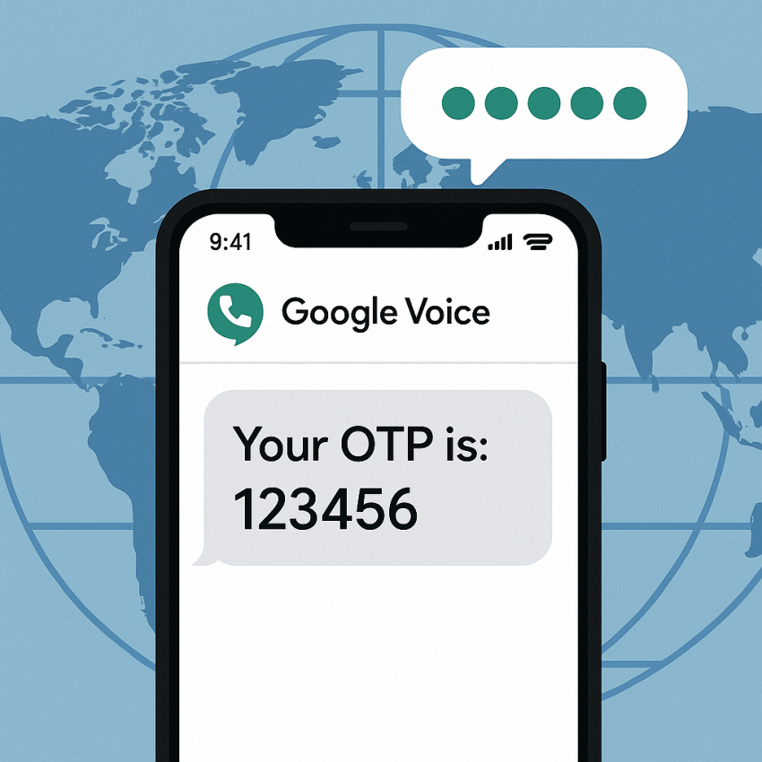 Google Voice OTP verification on smartphone illustration