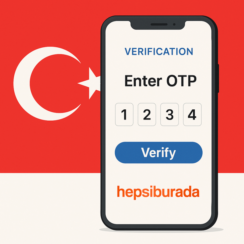 Phone screen with hepsiburada OTP verification in Turkey