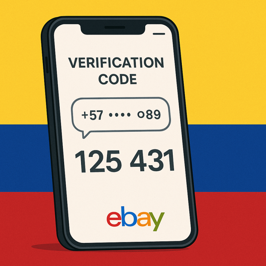 Smartphone with verification code and Colombian flag for How to safely use random numbers for eBay verification in Colombia