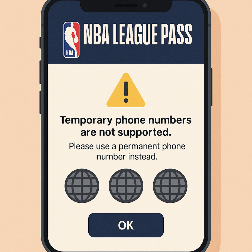 How to verify NBA League Pass with a temporary phone number - illustration
