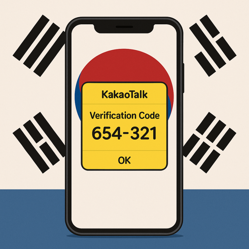 KakaoTalk verification in South-Korea; phone displaying OTP code