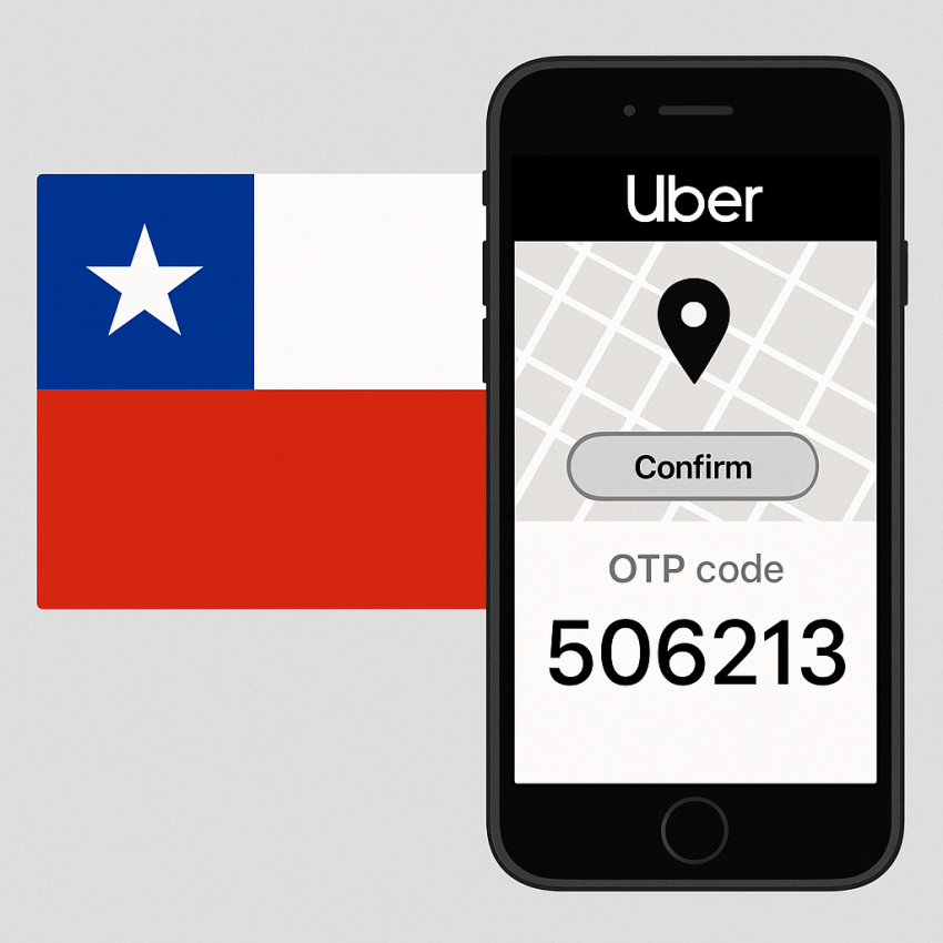 Onlinesim.io alternative: Uber registration with Chilean virtual numbers OTP on screen