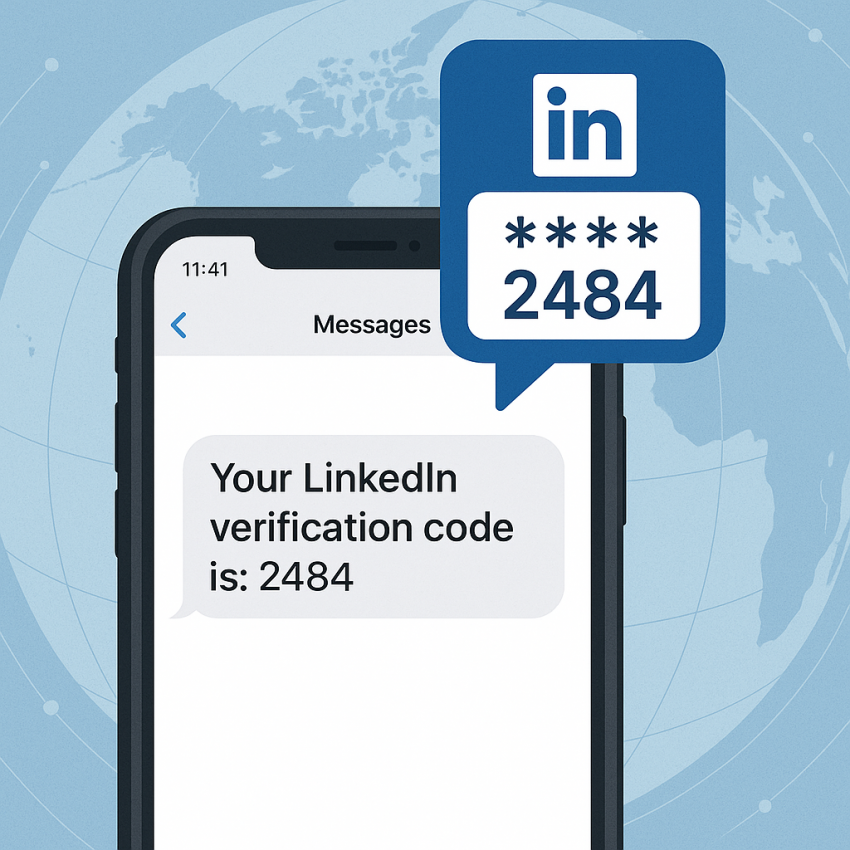 LinkedIn SMS verification on a smartphone screen