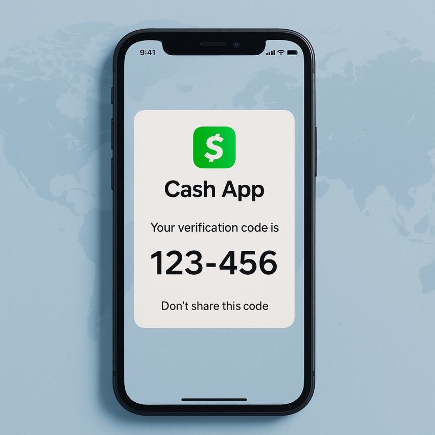 Smartphone screen showing Cash App verification code for Cash App