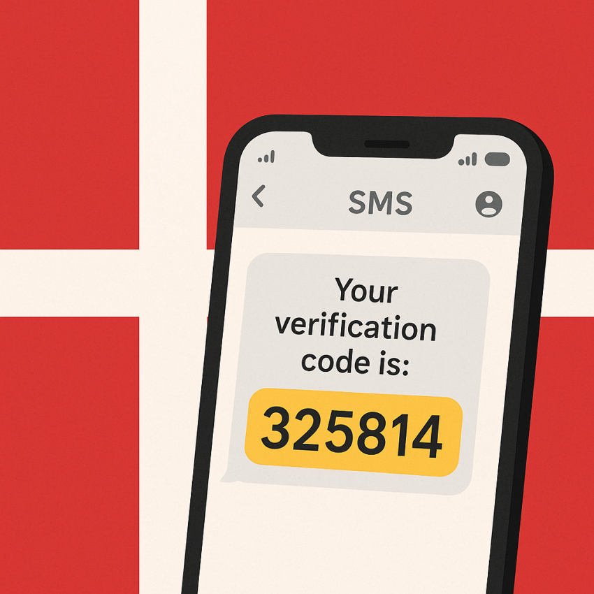Denmark verification with temporary number on smartphone for Top Danish services article