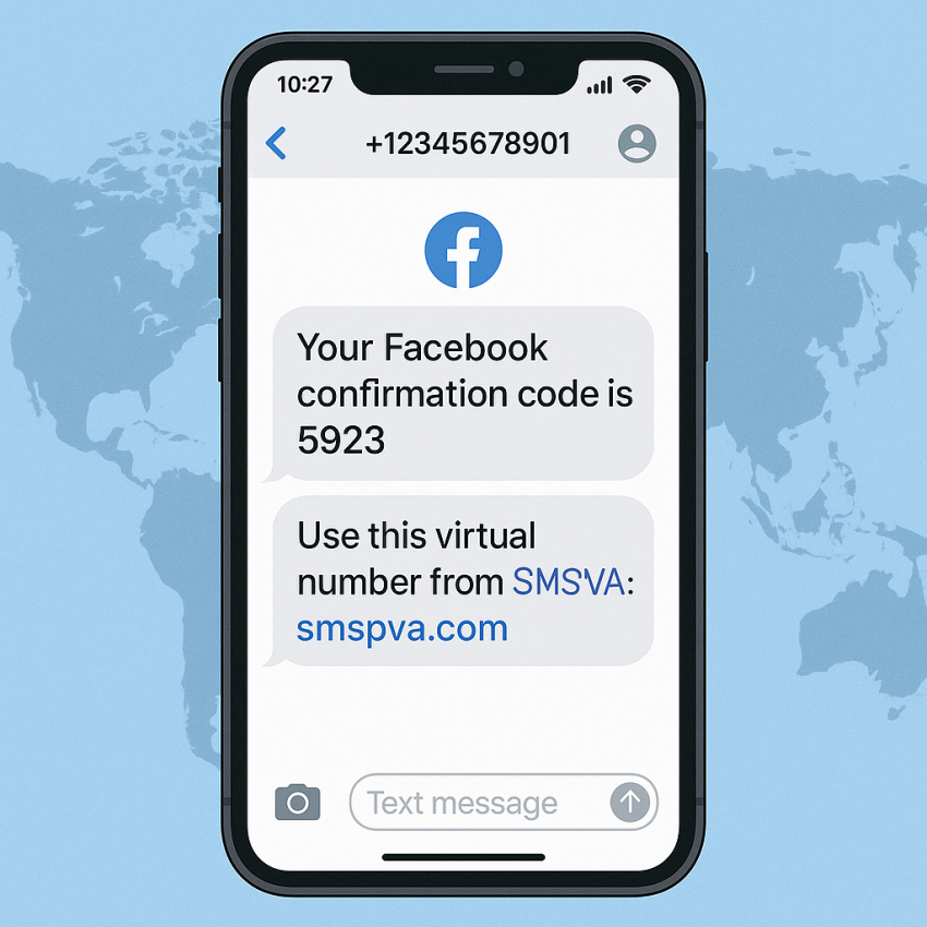 Phone screen showing Facebook) verification with Vietnam free phone number