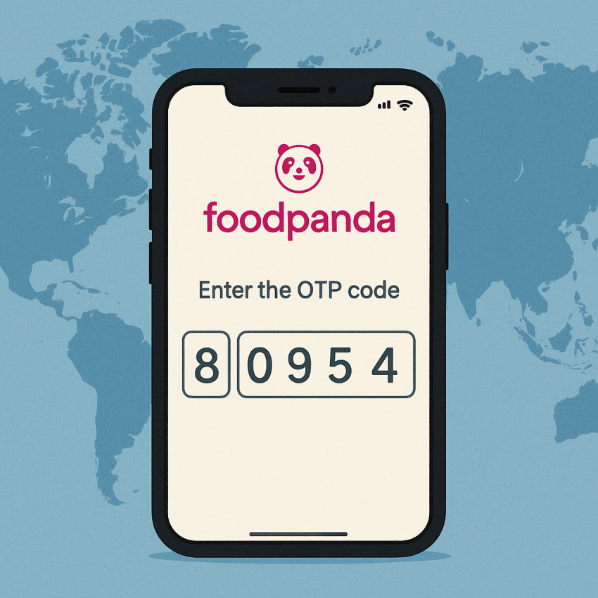 Phone screen showing foodpanda OTP verification