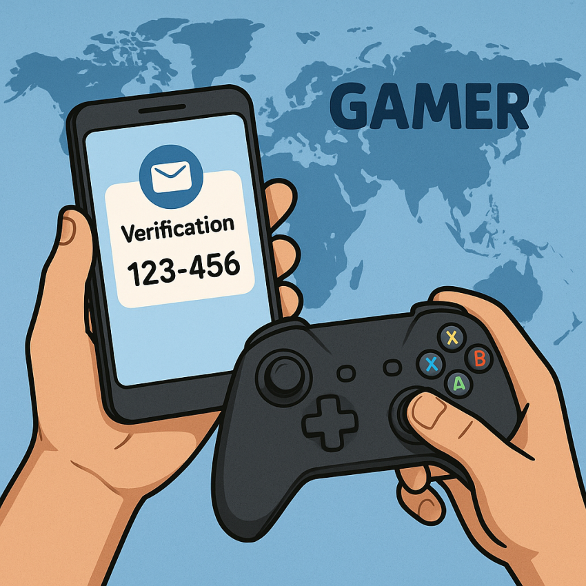 Gamers set phone verification for gaming accounts on a smartphone