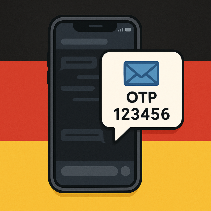 German free numbers for international testing OTP verification illustration