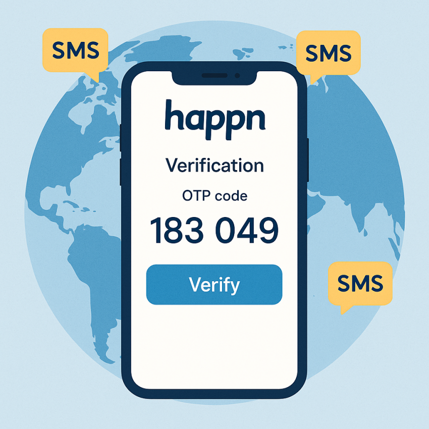 Happn OTP verification on smartphone