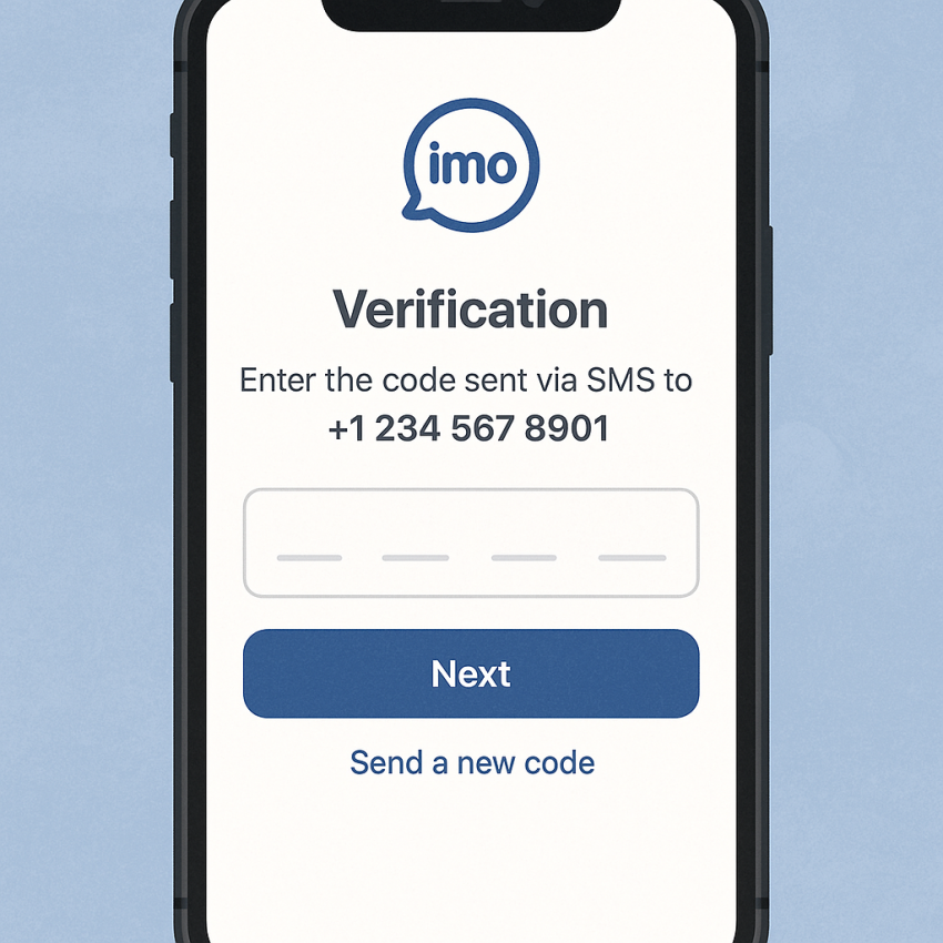 Smartphone screen showing IMO verification using a temporary number