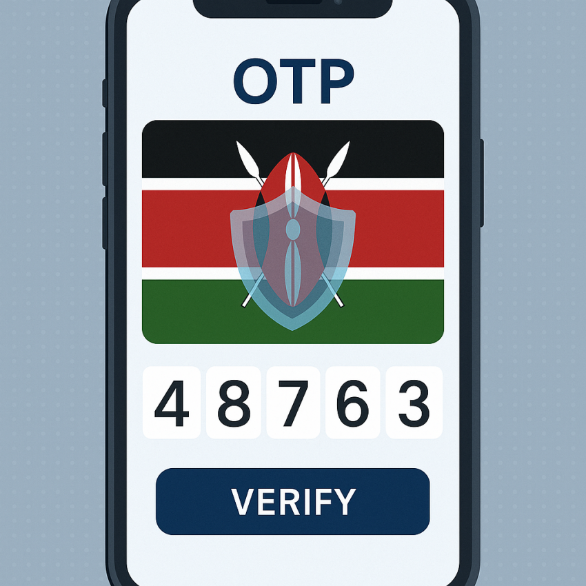 Practical cases: Kenyan services and temporary numbers explained — phone screen with OTP and Kenyan imagery